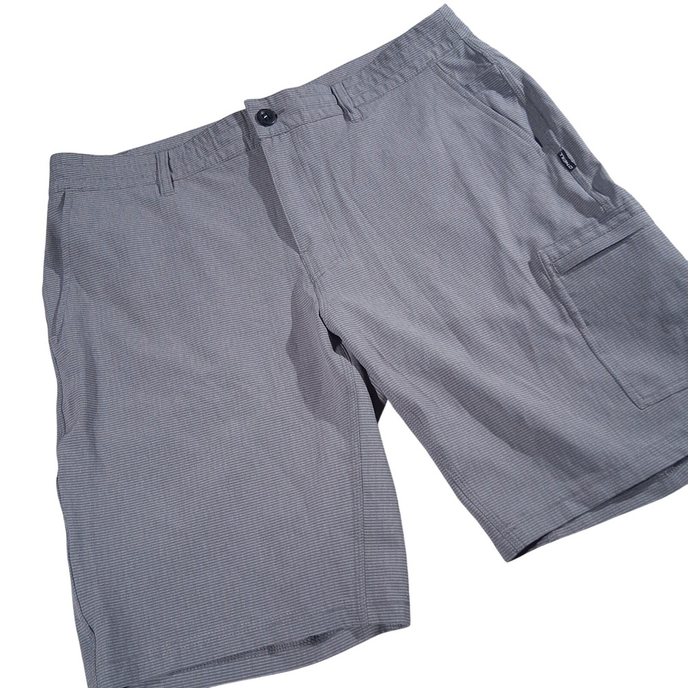 ONeill Crossover Hybrid Cargo Shorts Mens 36 Grey Striped Stretch Gorpcore